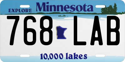 MN license plate 768LAB