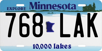 MN license plate 768LAK