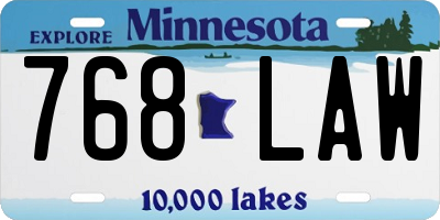 MN license plate 768LAW