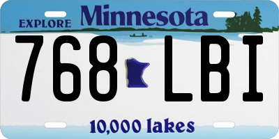 MN license plate 768LBI