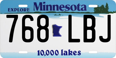 MN license plate 768LBJ