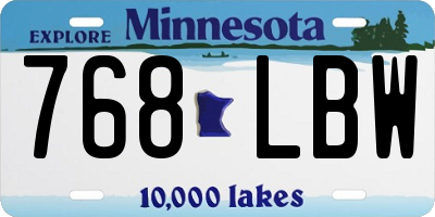MN license plate 768LBW