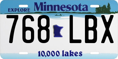 MN license plate 768LBX