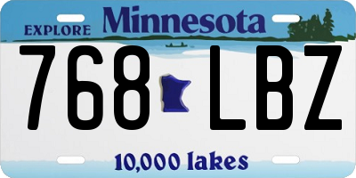 MN license plate 768LBZ