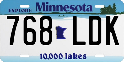 MN license plate 768LDK