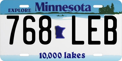 MN license plate 768LEB