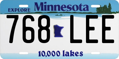 MN license plate 768LEE