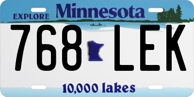 MN license plate 768LEK