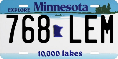MN license plate 768LEM