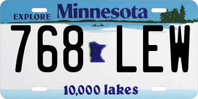 MN license plate 768LEW