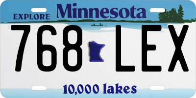 MN license plate 768LEX
