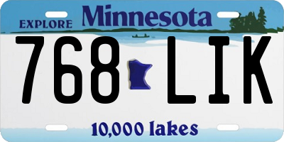 MN license plate 768LIK