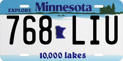 MN license plate 768LIU