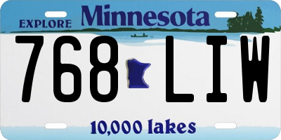 MN license plate 768LIW