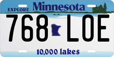 MN license plate 768LOE
