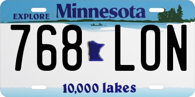 MN license plate 768LON