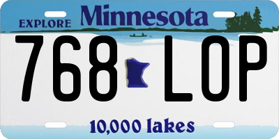 MN license plate 768LOP