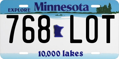 MN license plate 768LOT