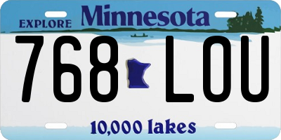 MN license plate 768LOU