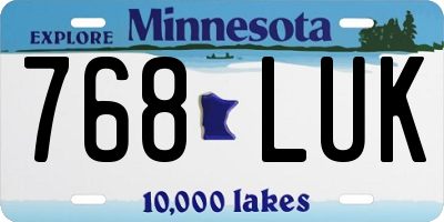 MN license plate 768LUK