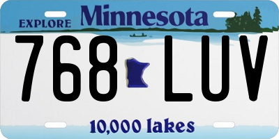 MN license plate 768LUV