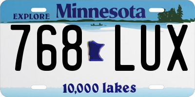 MN license plate 768LUX