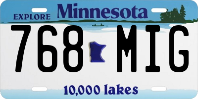MN license plate 768MIG