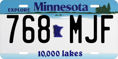 MN license plate 768MJF