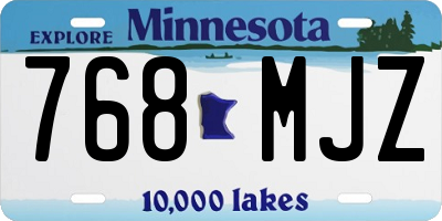 MN license plate 768MJZ