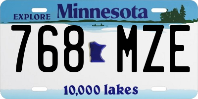 MN license plate 768MZE