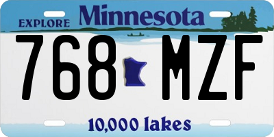 MN license plate 768MZF