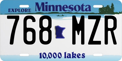 MN license plate 768MZR