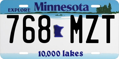 MN license plate 768MZT