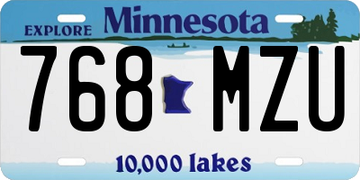 MN license plate 768MZU