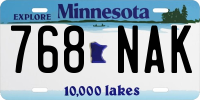 MN license plate 768NAK