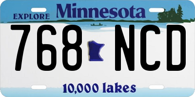 MN license plate 768NCD