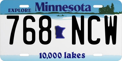 MN license plate 768NCW