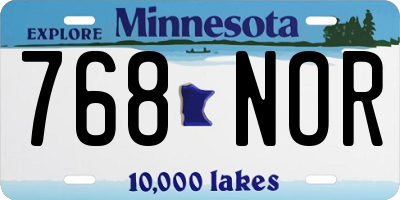 MN license plate 768NOR