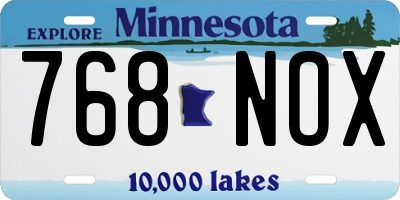 MN license plate 768NOX