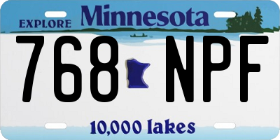 MN license plate 768NPF