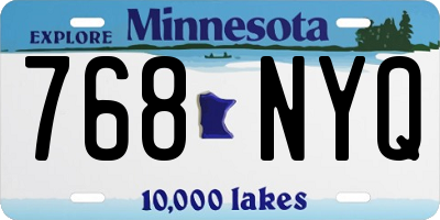 MN license plate 768NYQ