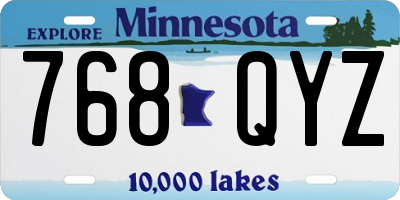 MN license plate 768QYZ