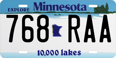 MN license plate 768RAA