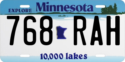 MN license plate 768RAH