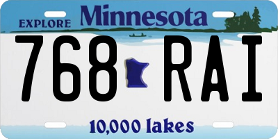 MN license plate 768RAI