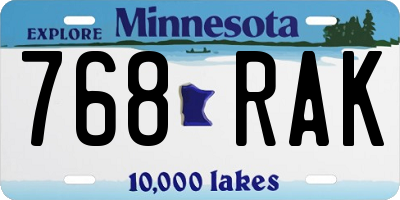 MN license plate 768RAK