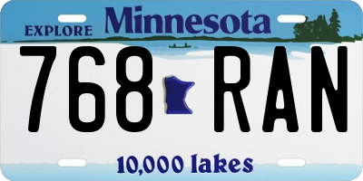 MN license plate 768RAN