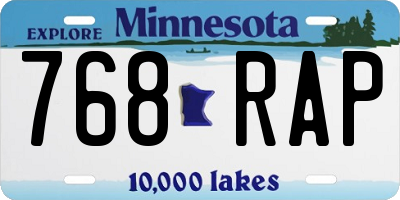 MN license plate 768RAP