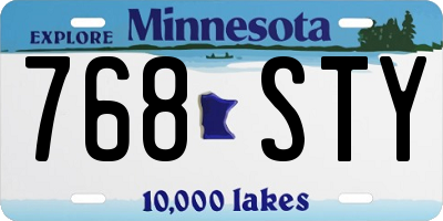 MN license plate 768STY