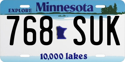 MN license plate 768SUK